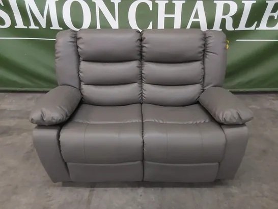 QUALITY DESIGNER CHINA 2-SEATER FAUX LEATHER MANUAL RECLINER SOFA - GREY