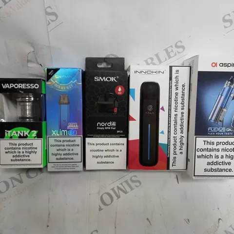 BOX OF 20 ASSORTED E-CIGARATTES TO INCLUDE VAPEROSSO , ASPIRE, INNOKIN ETC.