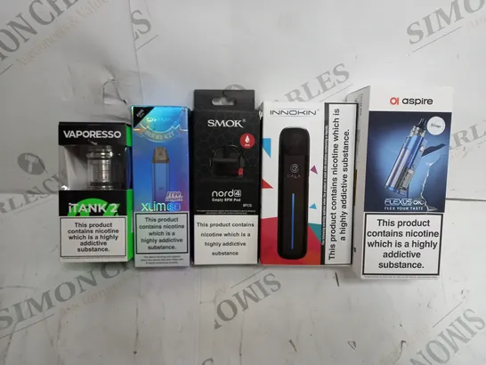 BOX OF 20 ASSORTED E-CIGARATTES TO INCLUDE VAPEROSSO , ASPIRE, INNOKIN ETC.