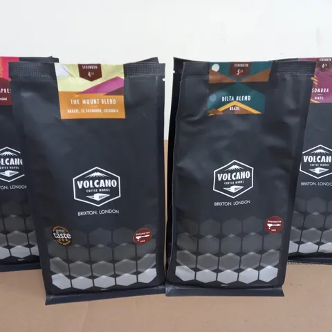 LOT OF 4 VOLCANO COFFEE WORKS GROUND COFFEE ASSORTED FLAVOURS 500G