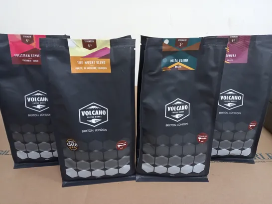 LOT OF 4 VOLCANO COFFEE WORKS GROUND COFFEE ASSORTED FLAVOURS 500G