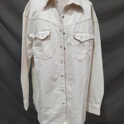 LEVI'S RELAXED FIT XL WESTERN OVERSHIRT IN CREAM SIZE MEDIUM