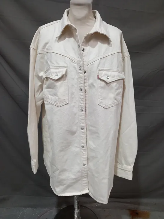 LEVI'S RELAXED FIT XL WESTERN OVERSHIRT IN CREAM SIZE MEDIUM