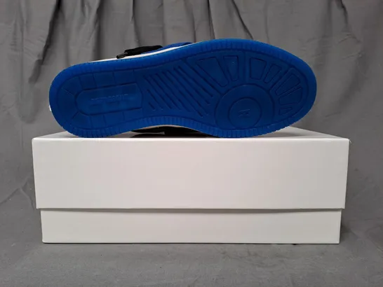 BOXED PAIR OF REPRESENT SHOES IN WHITE/BLACK/COBALT UK SIZE 7.5