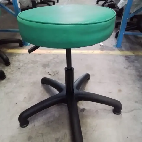 SIX HEIGHT ADJUSTABLE EXAMINATION STOOLS GREEN PU SEAT PADS