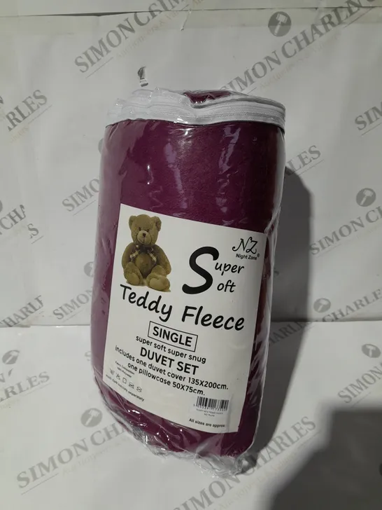 SUPER SOFT TEDDY FLEECE SINGLE DUVET SET