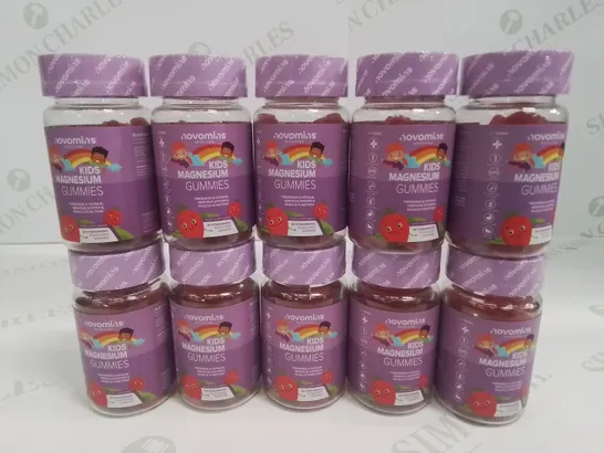 LOT OF 10 SEALED NOVOMINS 30 STRAWBERRY KIDS MAGNESIUM GUMMIES