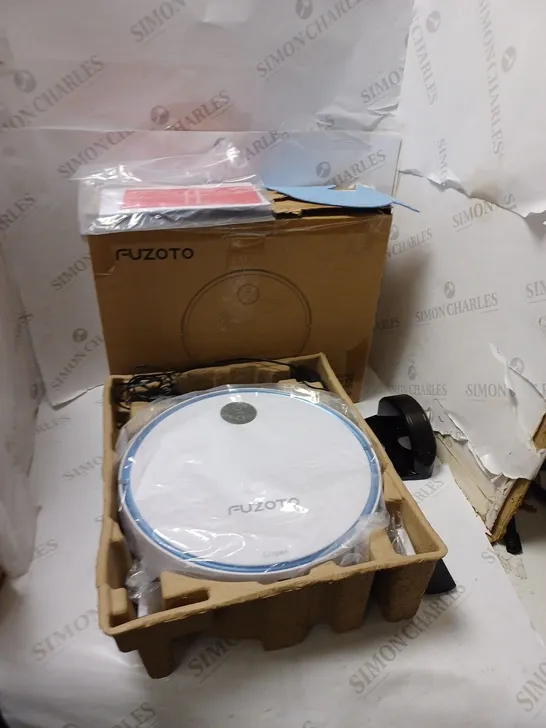 BOXED FUZOTO ROBOT VACUUM CLEANER WITH ACCESSORIES, REMOTE CONTROL AND INSTRUCTIONS