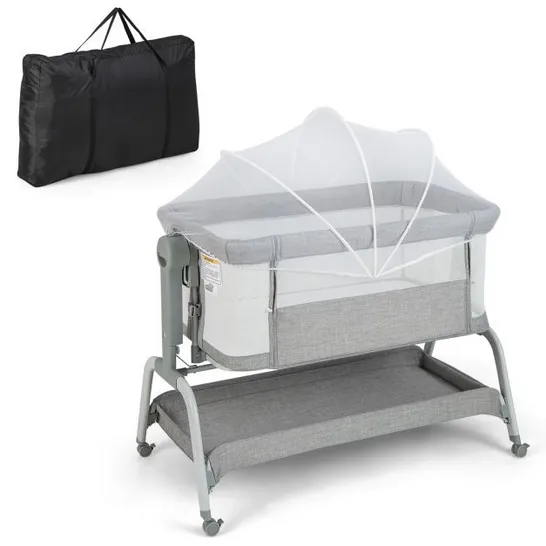 BOXED BABY BASSINET WITH NET WITH 6 ADJUSTABLE HEIGHTS -GREEN-