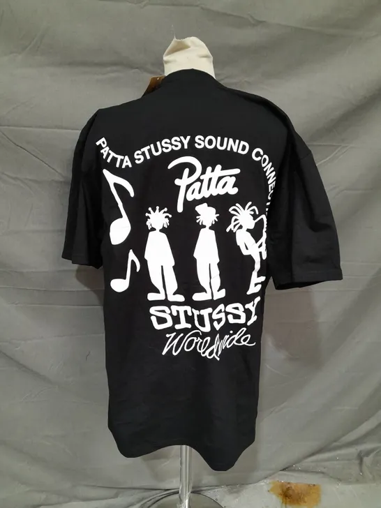 STUSSY SOUND CONNECTION TEE IN BLACK - LARGE