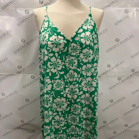 MONKI TAGGED FLORAL PRINT MINI DRESS IN GREEN SIZE 12