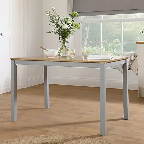 BOXED DESIGNER MILTON PAINTED GREY & OAK DINING TABLE120cm