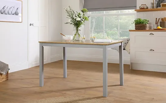 BOXED DESIGNER MILTON PAINTED GREY & OAK DINING TABLE120cm