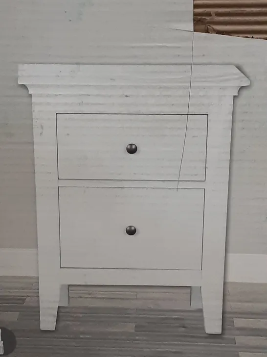 BOXED LYNTON BEDSIDE IN WHITE , H60 X W49  X D40 CM 