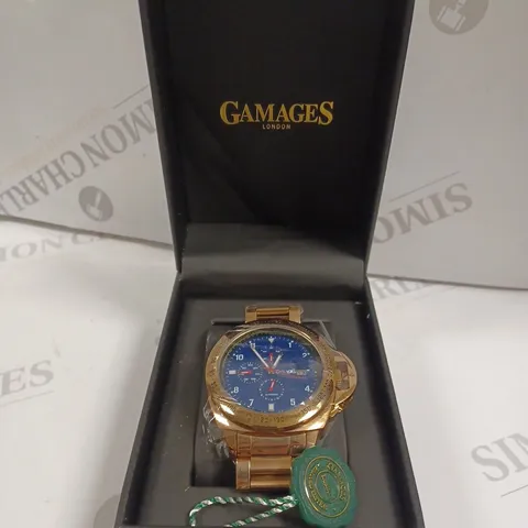 GAMAGES MOMENTUM ROSE BLUE DIAL LINK WATCH