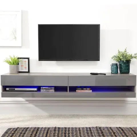 BOXED GALICIA 180CM WALL TV UNIT WITH LED GREY