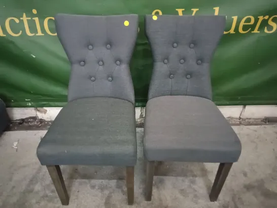 PAIR OF GREY FABRIC UPHOLSTERED DINING CHAIRS 