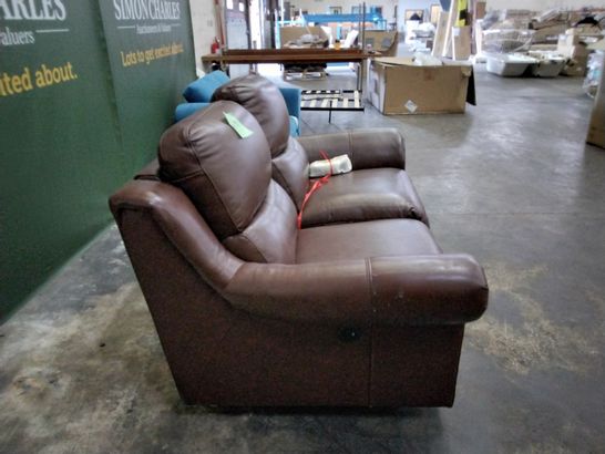 QUALITY GENEVA 2 SEATER BROWN FAUX LEATHER RECLINER SOFA