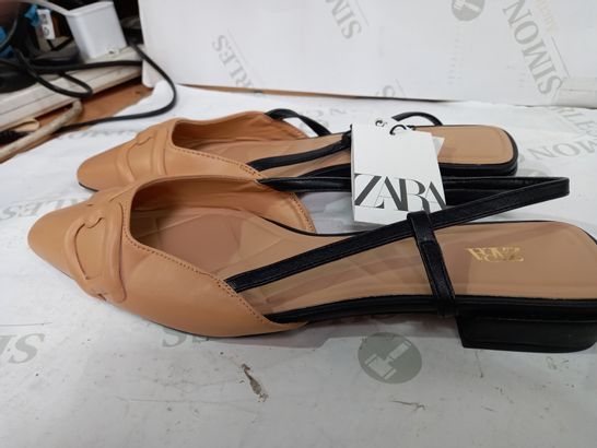 PAIR OF ZARA PINTED TOE STRAPPY SHOES - UK 6