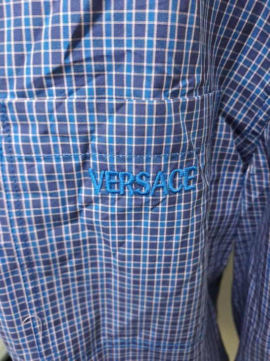 VERSACE SHIRT BLUE CHECKERED - 50