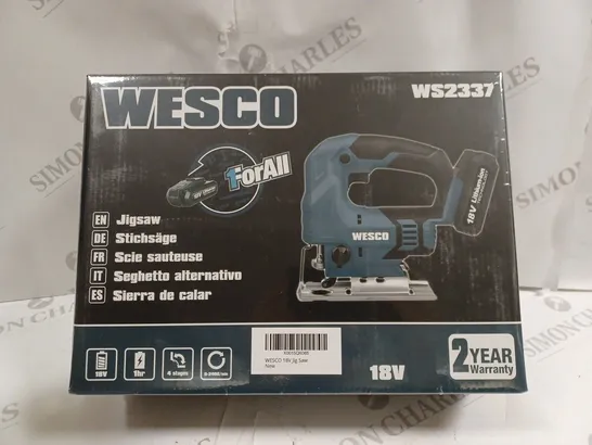 BOXED WESCO WS2337 18V JIGSAW 