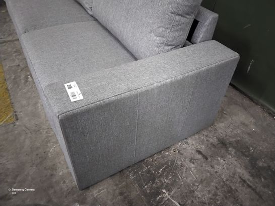 DESIGNER GREY FABRIC FIXED THREE SEATER SOFA 