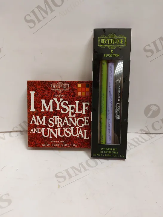 BOX OF 2 REVOLUTION ITEMS TO INCLUDE BEETLEJUICE EYELINERS SET AND SHADOW PALETTE