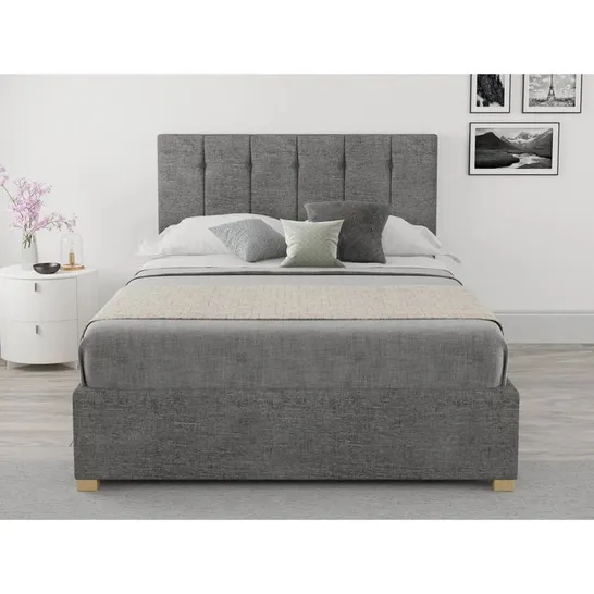 BOXED CECERE UPHOLSTERED OTTOMAN KING STORAGE BED IN GREY -  3 BOXES 