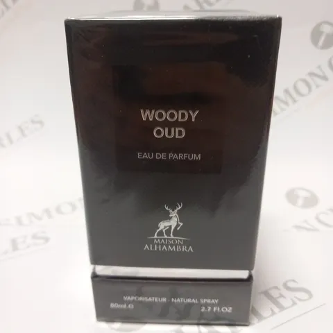 BOXED AND SEALED WOODY OUD EAU DE PARFUM MAISON ALHAMBRA 80ML