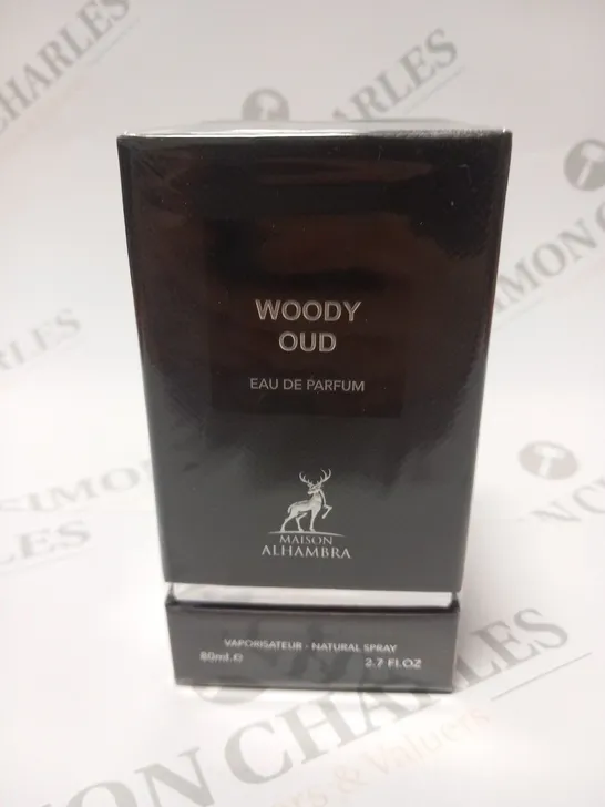 BOXED AND SEALED WOODY OUD EAU DE PARFUM MAISON ALHAMBRA 80ML