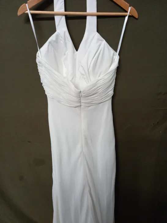 EMBELLISHED HALTER NECK WEDDING DRESS - SIZE UNSPECIFIED