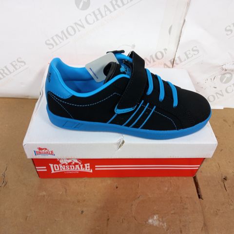 BOXED PAIR OF LONSDALE BLUE/BLACK TRAINERS SIZE 1