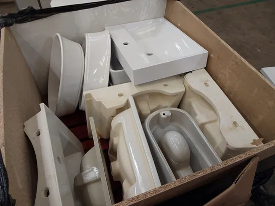 PALLET OF APPROX 15 X ASSORTED BATHROOM SINK BASINS. SIZES MAY VARY