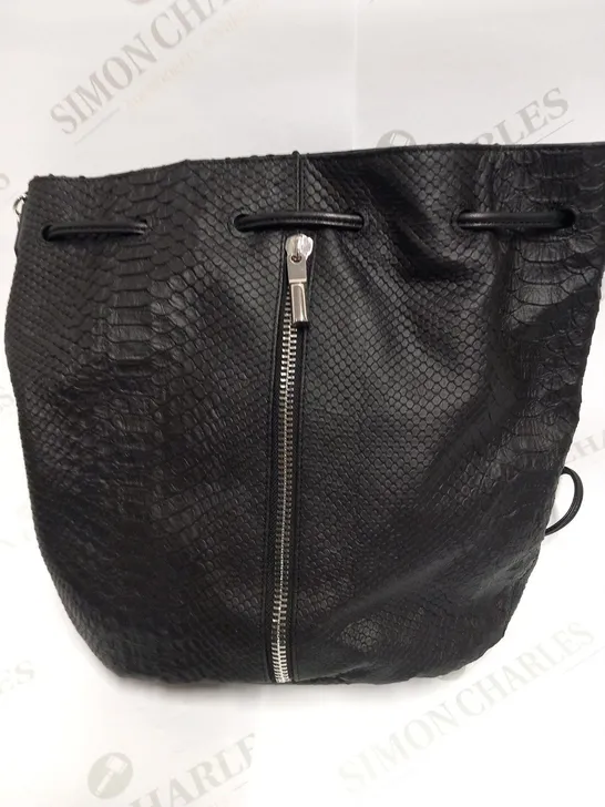 ELIZABETH AND JAMES BLACK SNAKE BUCKET BAG