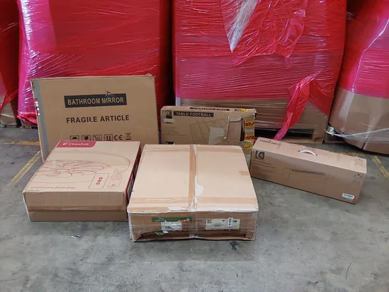 PALLET OF ASSORTED ITEMS INCLUDING: LED CEILING LIGHTS, BATHROOM MIRRORS, STAINLESS STEEL WATERFALL, TABLE FOOTBALL SET