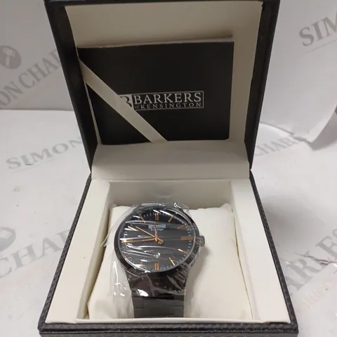 BOXED BARKERS OF KENSINGTON ENTOURAGE ROSE BLACK DIAL WATCH