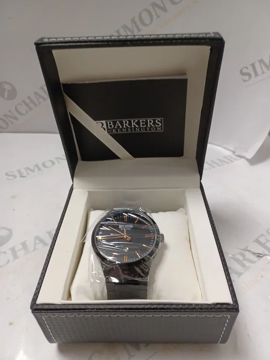 BOXED BARKERS OF KENSINGTON ENTOURAGE ROSE BLACK DIAL WATCH