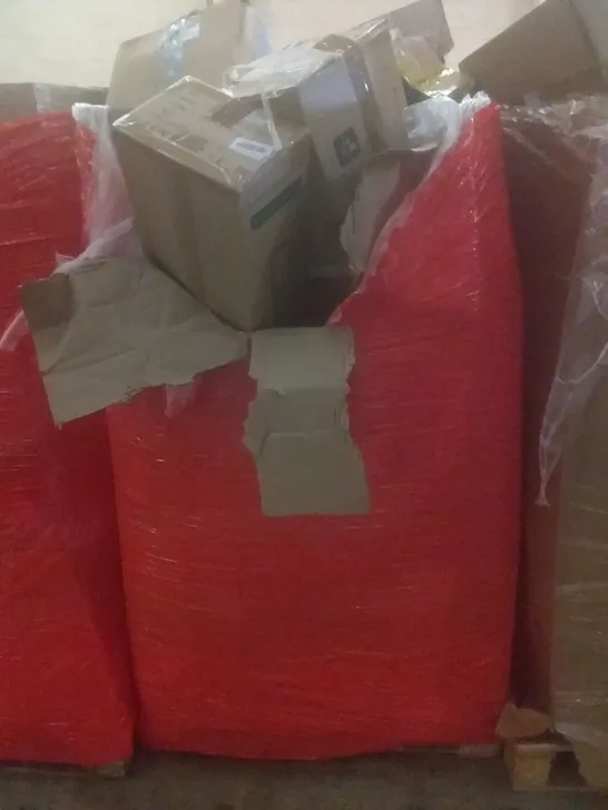 PALLET OF ASSORTED ITEMS INCLUDING AIR MULTIPLIER TOWER FAN, BLADELESS FAN, PLASTIC STORAGE CONTAINER