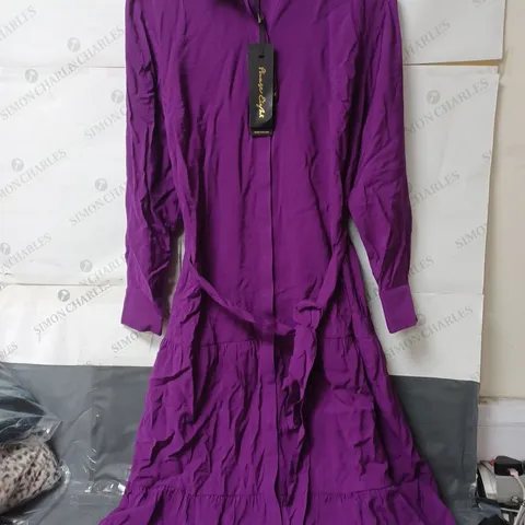 PHASE EIGHT LADIES LONG SLEEVED MAXI DRESS SIZE 16 PURPLE