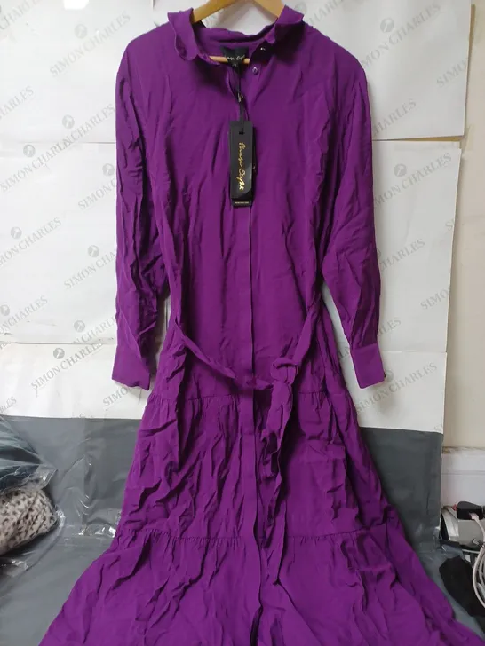 PHASE EIGHT LADIES LONG SLEEVED MAXI DRESS SIZE 16 PURPLE