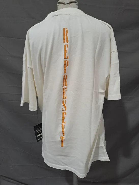 REPRESENT REBORN T-SHIRT IN WHITE SIZE MEDIUM