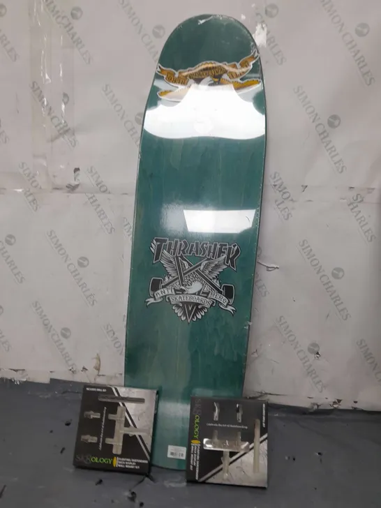 THRASHER X ANTI HERO 'GREEN GIANT' SKATEBOARD WITH WALL MOUNT