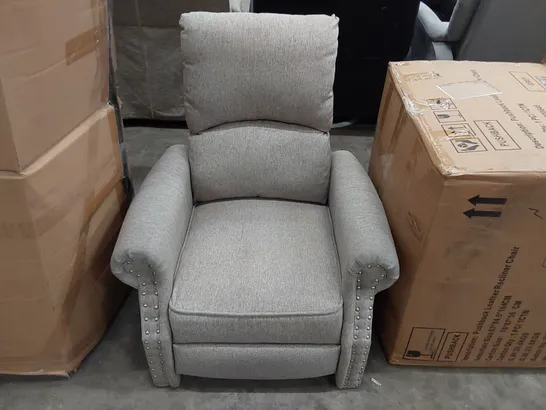 LIGHT GREY FABRIC RECLINING ARM CHAIR (1 ITEM)