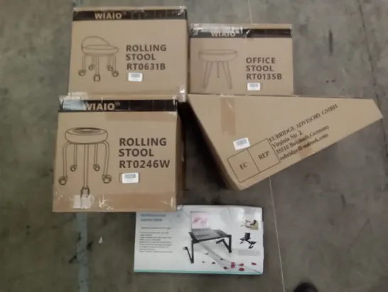 PALLET OF ASSORTED ITEMS INCLUDING WIAIO ROLLING STOOL, MULTIFUNCTIONAL LAPTOP TABLE, GANZTON SLEDGE TOBOGGAN 