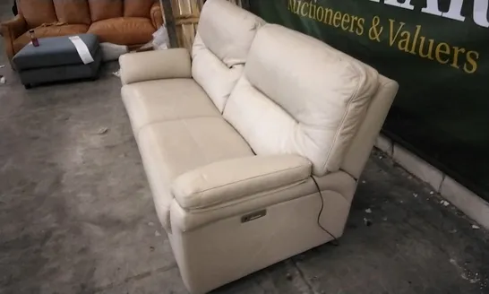 QUALITY BRITISH DESIGNED & MANUFACTURED G PLAN CREAM LEATHER ELECTRIC RECLINING 3 SEATER SOFA