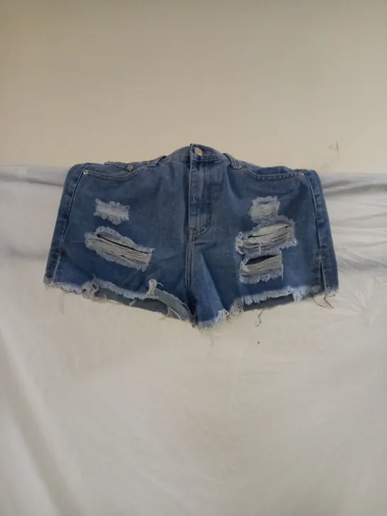 colourful premium mid blue jean shorts size 10