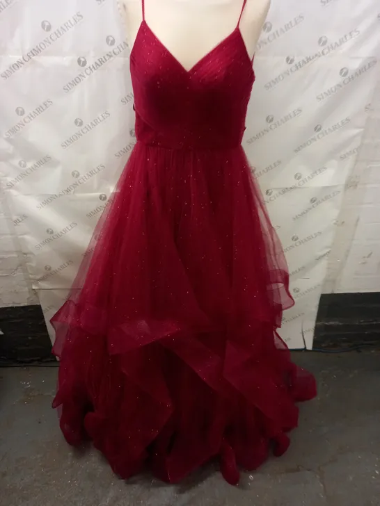 RED GLITTER OCCASIONAL DRESS - 4