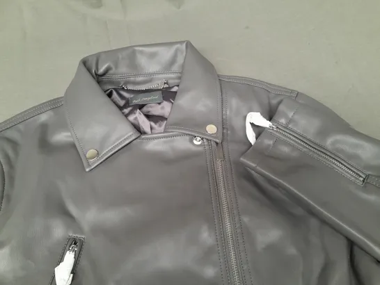 RUTH LANGSFORD FAUX LEATHER JACKET IN GREY - 16