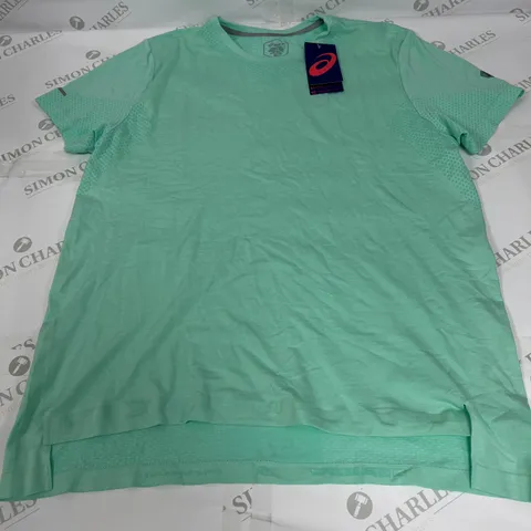 ASICS SEAMLESS SHORT SLEEVE T SHIRT IN OPAL GREEN SIZE XL