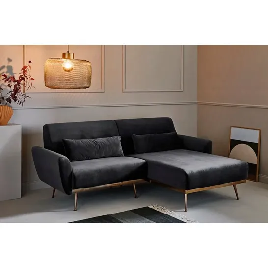 DELONDRA CORNER SOFA CHARCOAL FABRIC 